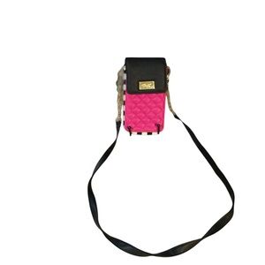 Betsey Johnson Pink Black Quilted Crossbody Bag